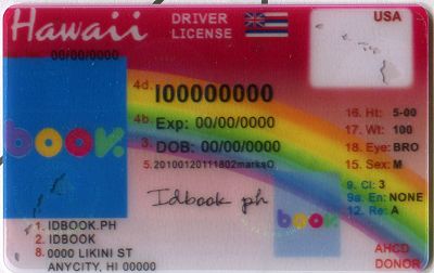 Medium Size America Hawaii - High Quality Scannable ID