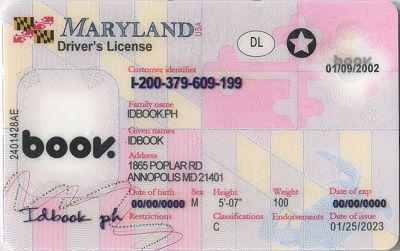 Medium Size America Maryland - High Quality Scannable ID