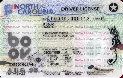 Medium Size America North Carolina - High Quality Scannable ID