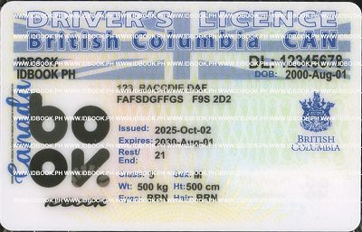 Medium Size Canada British Columbla (BC) - High Quality Scannable ID