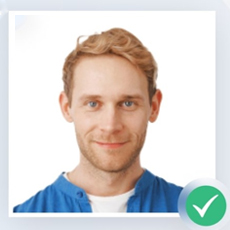 Example of correct neutral facial expression for ID photos