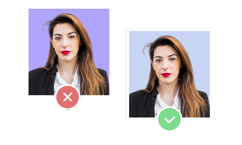 Example of correct plain white background for ID photos
