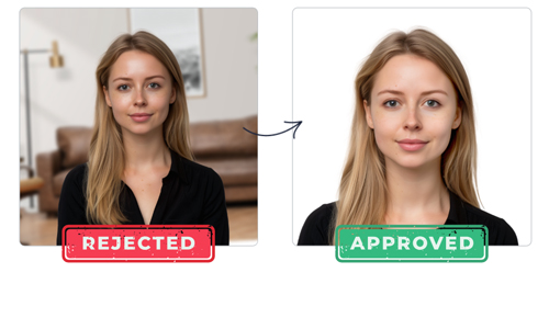 Professional vs amateur ID photo comparison showing quality differences